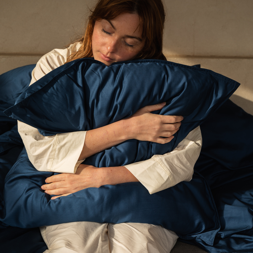 taies d’oreiller en bambou bleu 65x65 cm